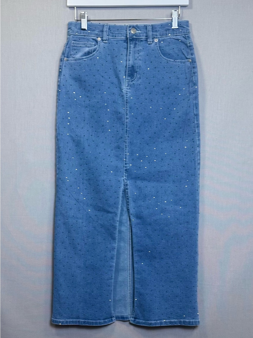 Boston Proper Rhinestone Denim Maxi Skirt Size 2